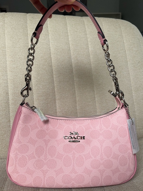 Coach Handbags - Coach Powder Pink Teri Shoulder Bag with Silver Hardware